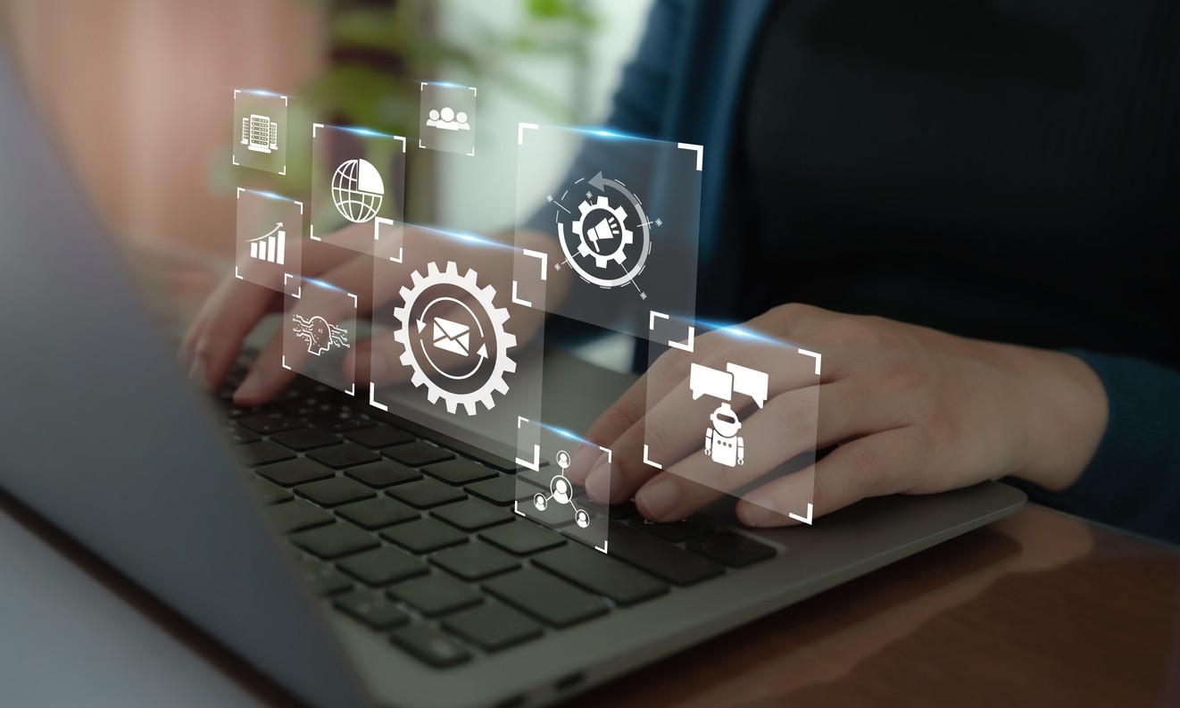 automation concept. Using data science to drive marketing automation. Develop a insight customer data strengthen customer engagement, retention, loyalty.