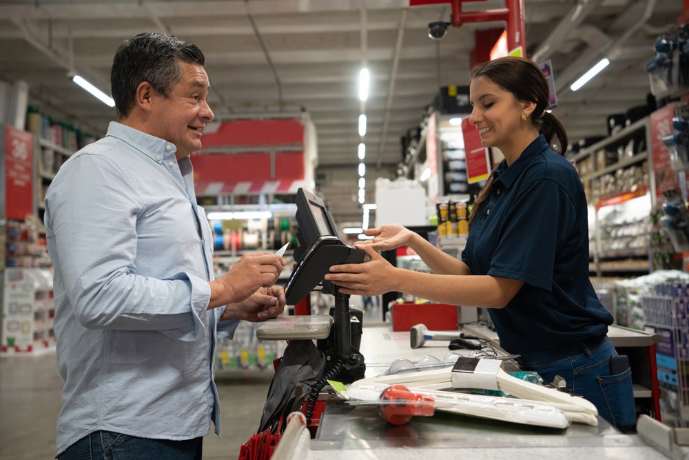 A customer at a hardware checkout is customers Loyalty. 
